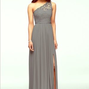 David’s Bridal One Shoulder Lace Bridesmaid Dress
